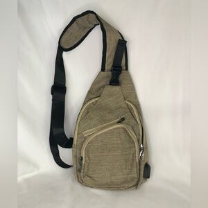 NuPouch Shoulder Sling Bag, NWOT, Tan, Charging Port